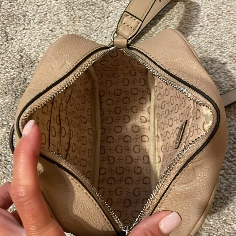 Guess Women Light Pink Printed Campos Mini Crossbody Sling Bag